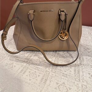 Michael Kors Sutton Large Saffiano Leather Satchel in Dark Khaki
